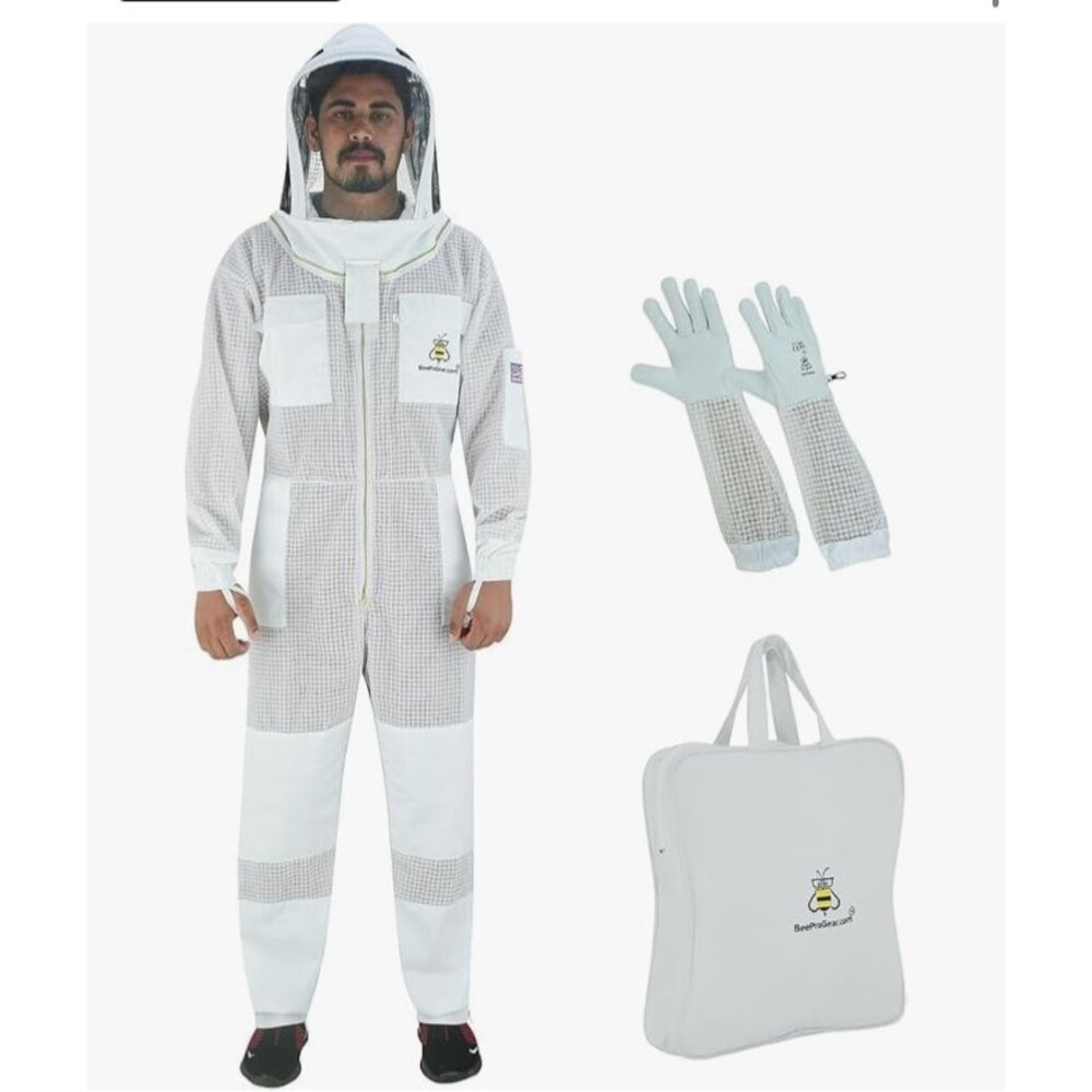 New Bee Suit Beekeeping Ventilated Mesh Fencing/Round veil & Gloves Size XL Men